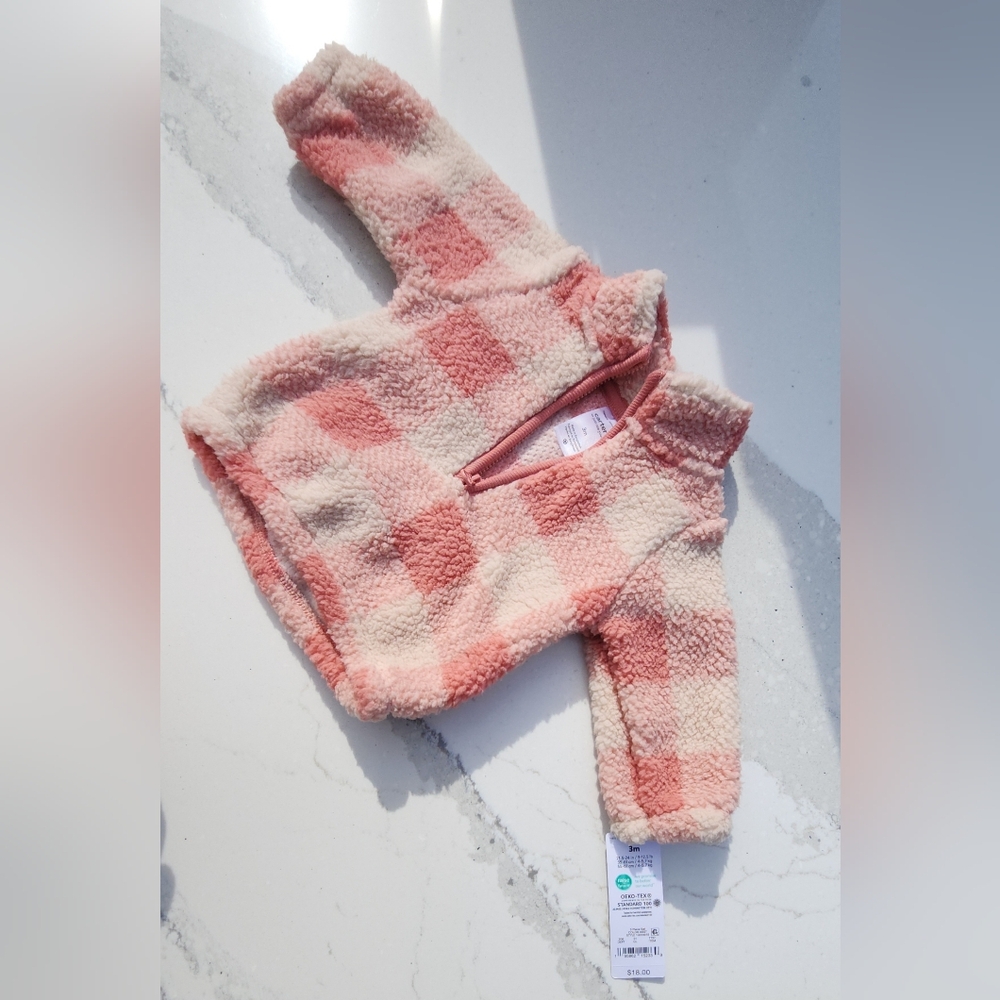 Carter's Pink and Cream Checkered Fleece Pullover